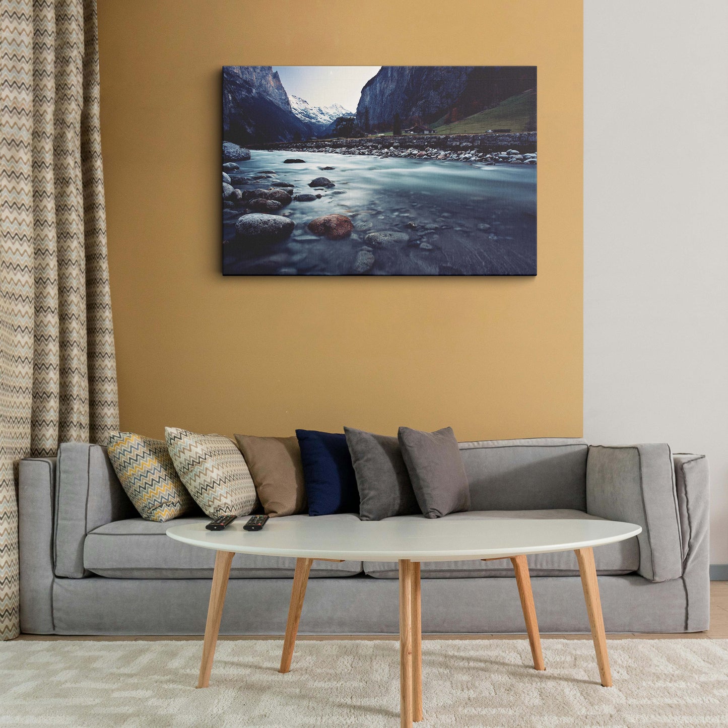 Retina Mountain River Switzerland canvas wall painting