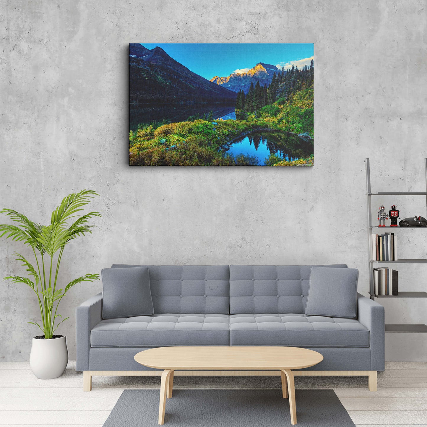 Gorgeous mountain lake canvas wall painting