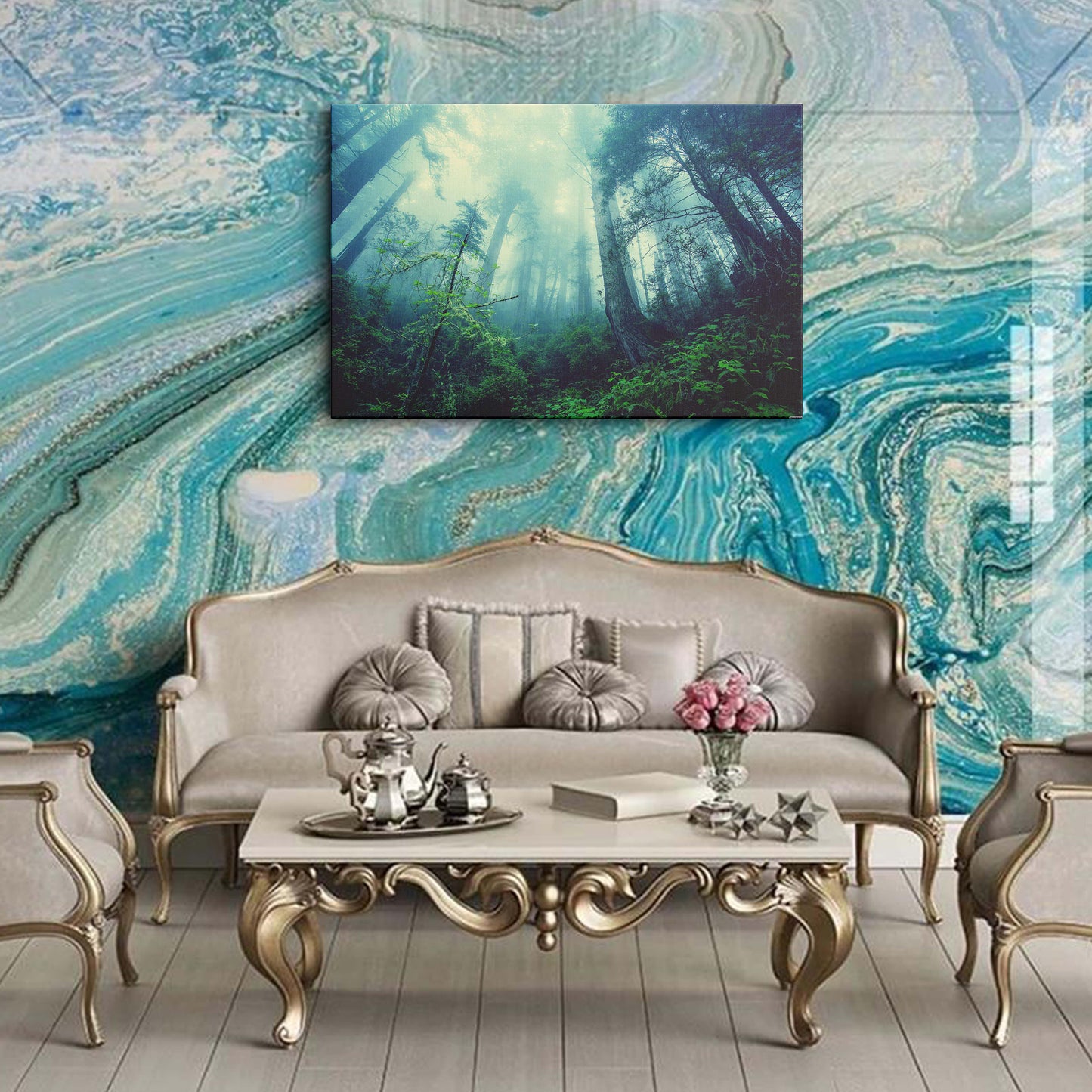 Forest Mist Nature Trees canvas wall painting