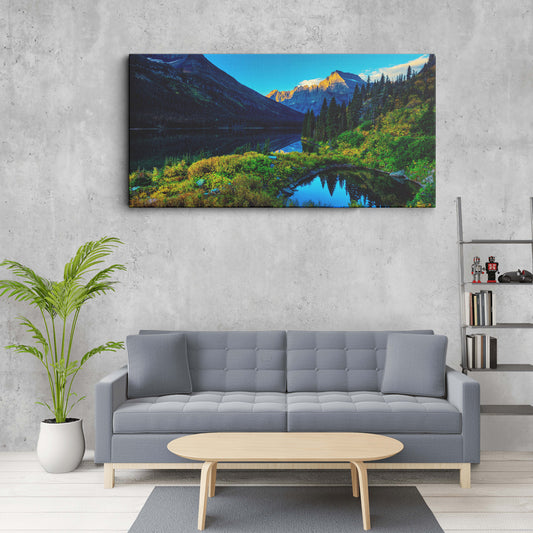 Gorgeous mountain lake canvas wall painting