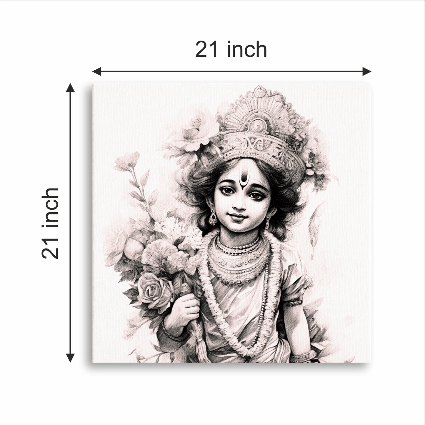 Lord Krishna Canvas Sketch Painting