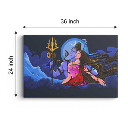 Regalocasila Hindu Goddess Maa Parvati And Lord Shiva Canvas wall painting