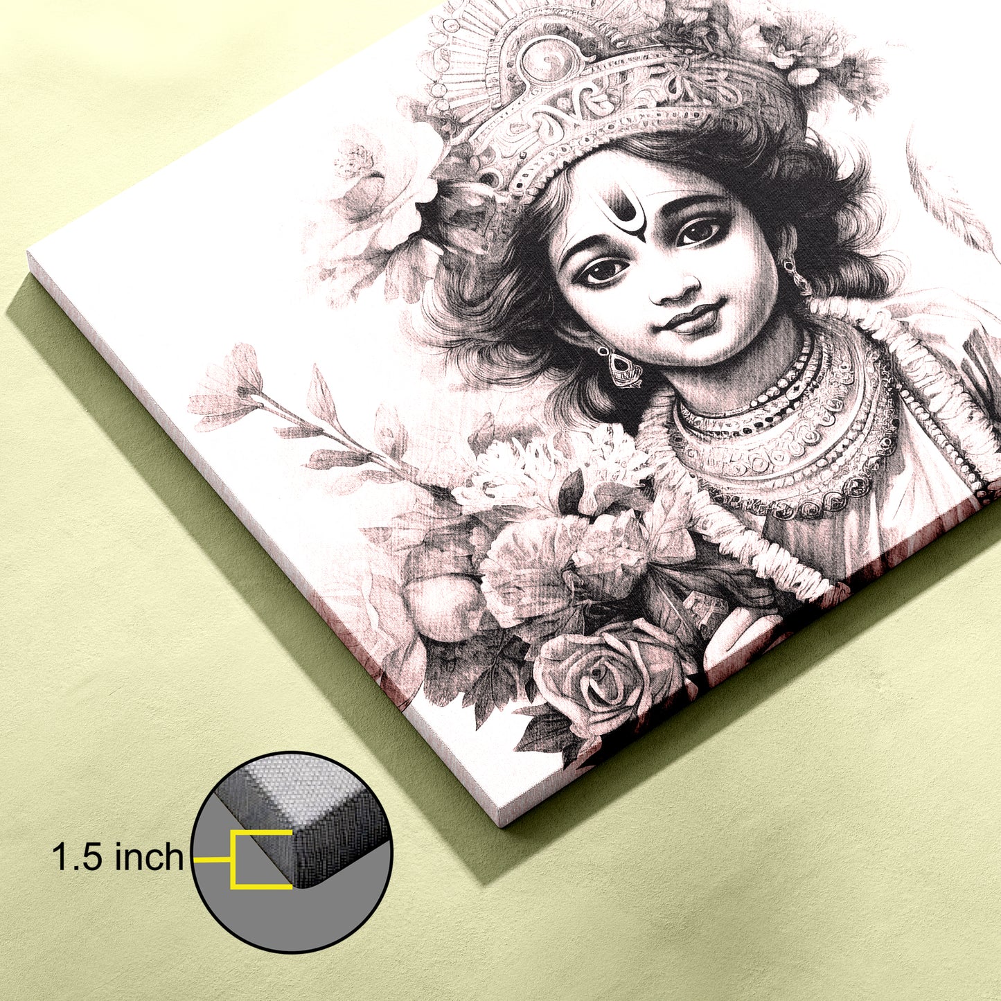 Lord Krishna Canvas Sketch Painting